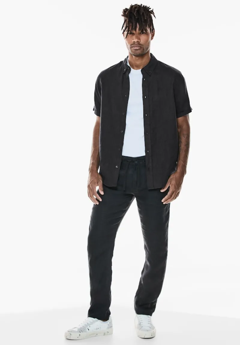 Street One Men Hemden|Big Boys*Garment dye Leinenhemd Black