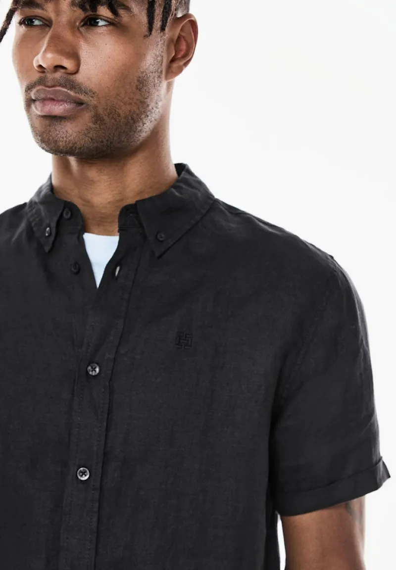 Street One Men Hemden|Big Boys*Garment dye Leinenhemd Black