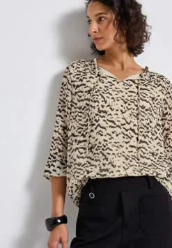 Street One Blusen*Gemusterte Chiffon-Tunika morning beige