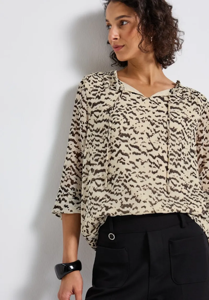 Street One Blusen*Gemusterte Chiffon-Tunika morning beige