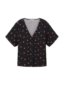 Tom Tailor Denim Blusen*Gemusterte Kurzarm-Bluse small black flower print