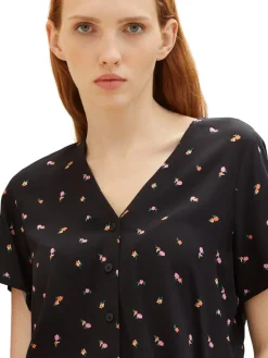 Tom Tailor Denim Blusen*Gemusterte Kurzarm-Bluse small black flower print