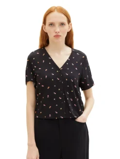 Tom Tailor Denim Blusen*Gemusterte Kurzarm-Bluse small black flower print
