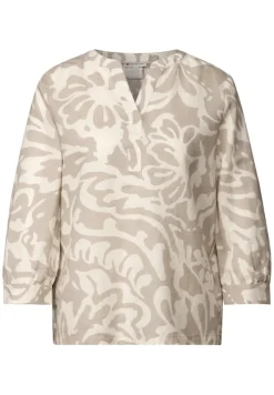 Street One Blusen*Gemusterte Leinenmix-Bluse dark moonstone sand