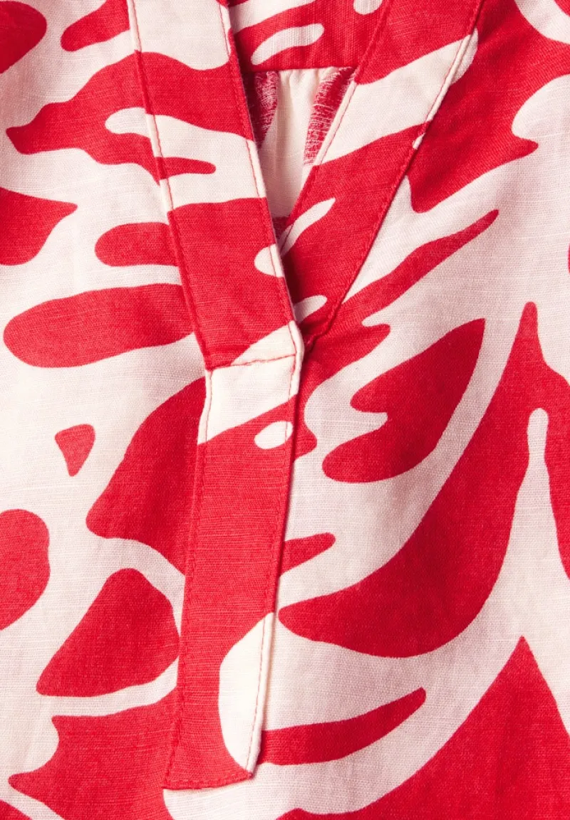 Street One Blusen*Gemusterte Leinenmix-Bluse glory red