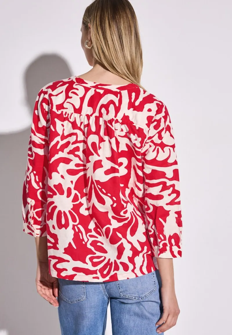 Street One Blusen*Gemusterte Leinenmix-Bluse glory red