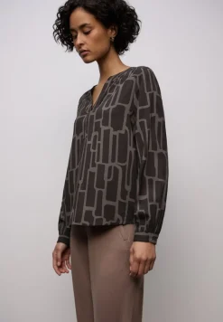 Street One Blusen*Gemusterte Tunika darkest brown