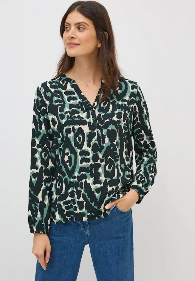 Cecil Blusen*Gemusterte Tunika ink green