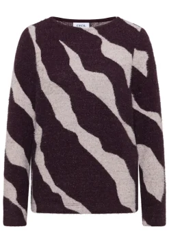 Cecil Pullover & Sweatshirts*Gemustertes Federgarn Shirt eggplant red