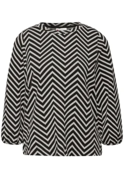 Street One Shirts*Gemustertes Jacquard Shirt Black