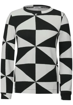 Cecil Shirts*Gemustertes Ottoman Shirt Black