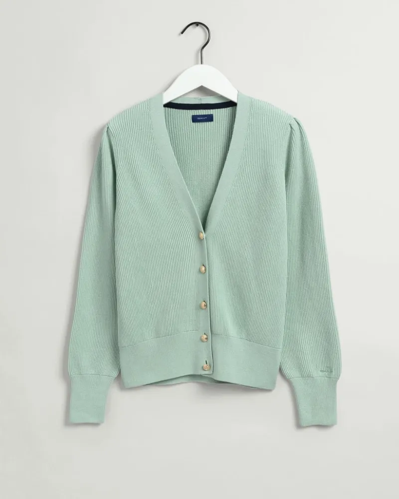 Gant Pullover & Sweatshirts*Gerippte Baumwollstrickjacke porcelain green