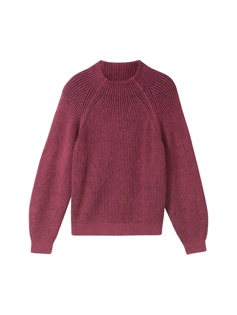 Tom Tailor Pullover & Sweatshirts*Gerippter Pullover mit Stehkragen blackberry rib structure