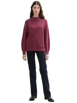 Tom Tailor Pullover & Sweatshirts*Gerippter Pullover mit Stehkragen blackberry rib structure