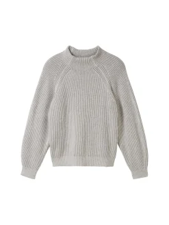 Tom Tailor Pullover & Sweatshirts*Gerippter Pullover mit Stehkragen explicit grey rib structure