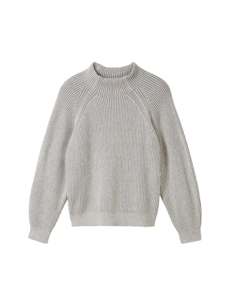 Tom Tailor Pullover & Sweatshirts*Gerippter Pullover mit Stehkragen explicit grey rib structure