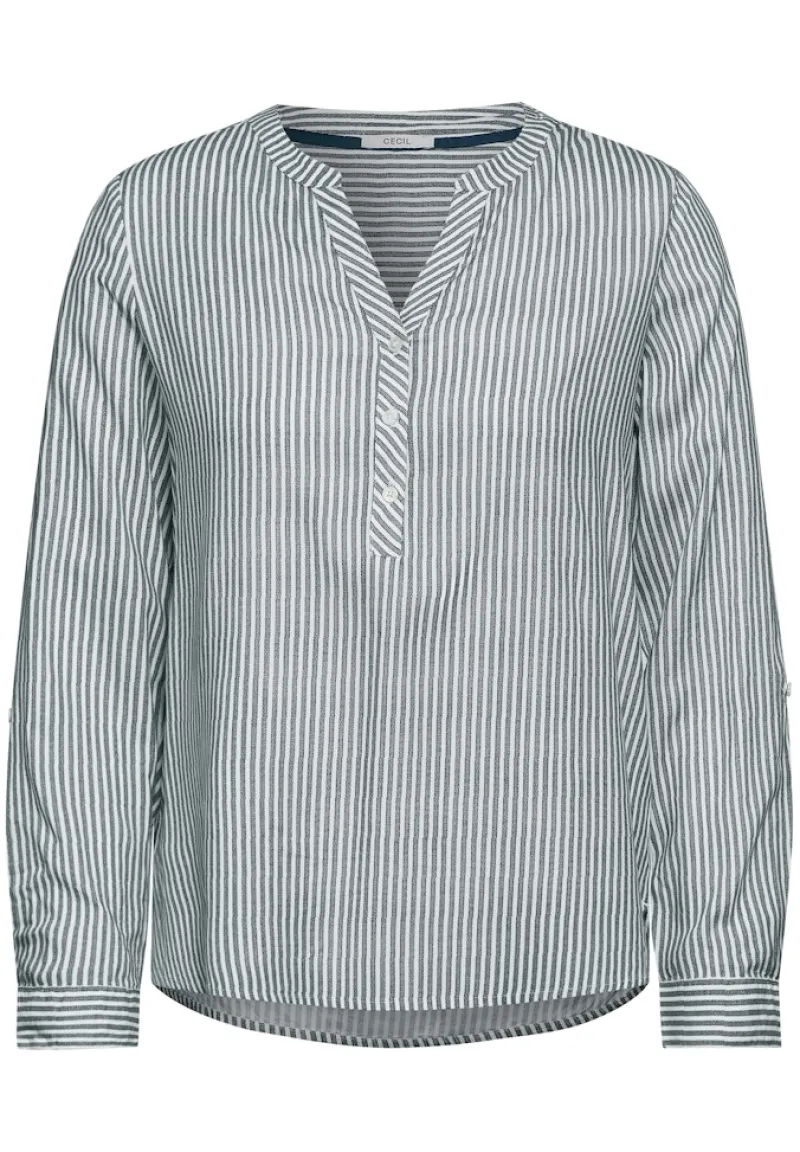 Cecil Blusen*Gestreifte Basic Bluse fir green