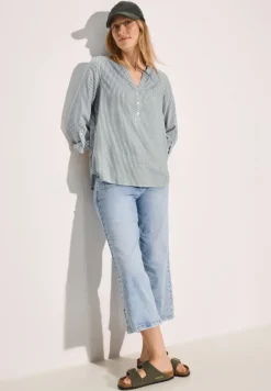 Cecil Blusen*Gestreifte Basic Bluse fir green