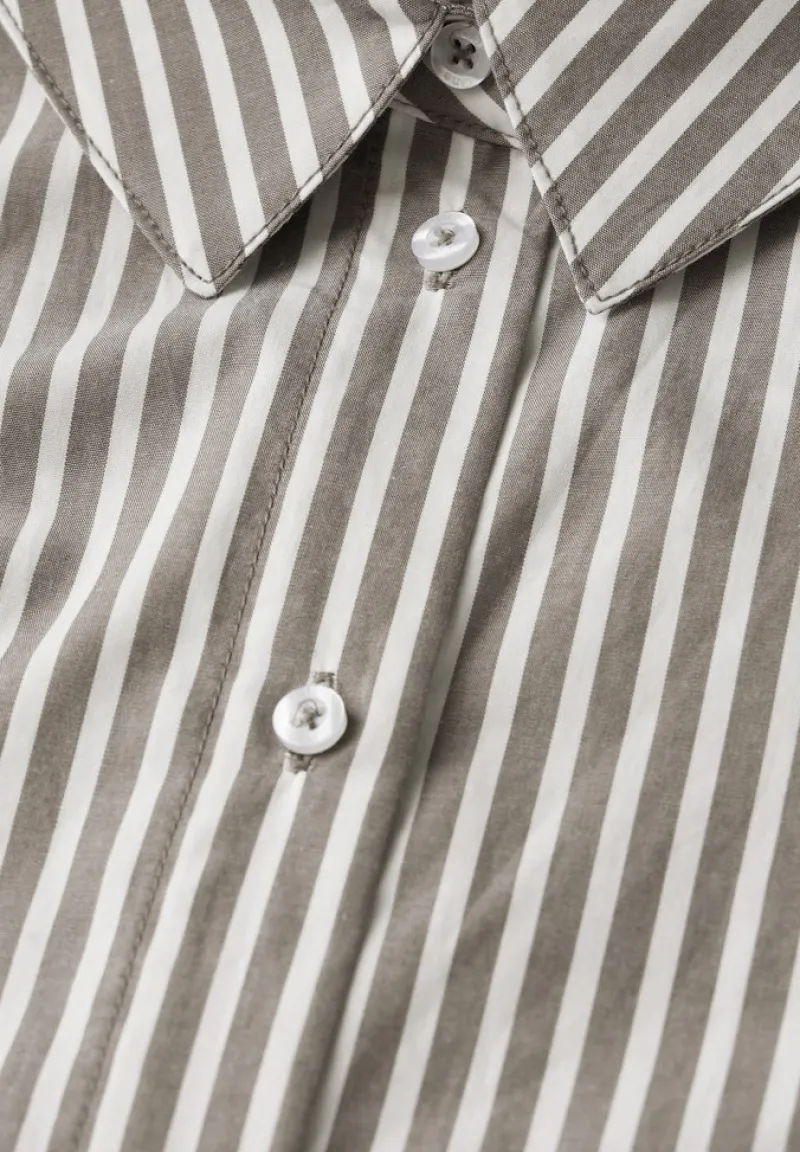 Street One Blusen*Gestreifte Hemdbluse muddy brown