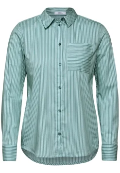 Cecil Blusen*Gestreifte Hemdbluse petrol green