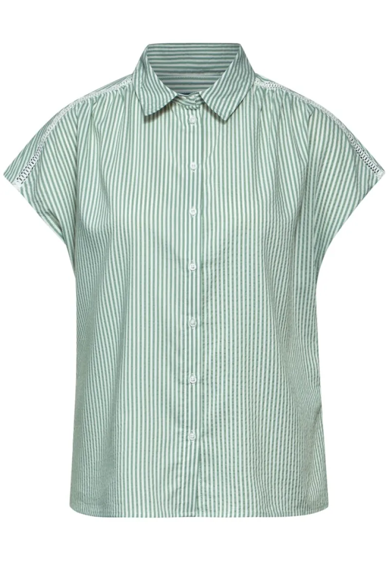 Street One Blusen*Gestreifte Sommer Bluse soft moss green