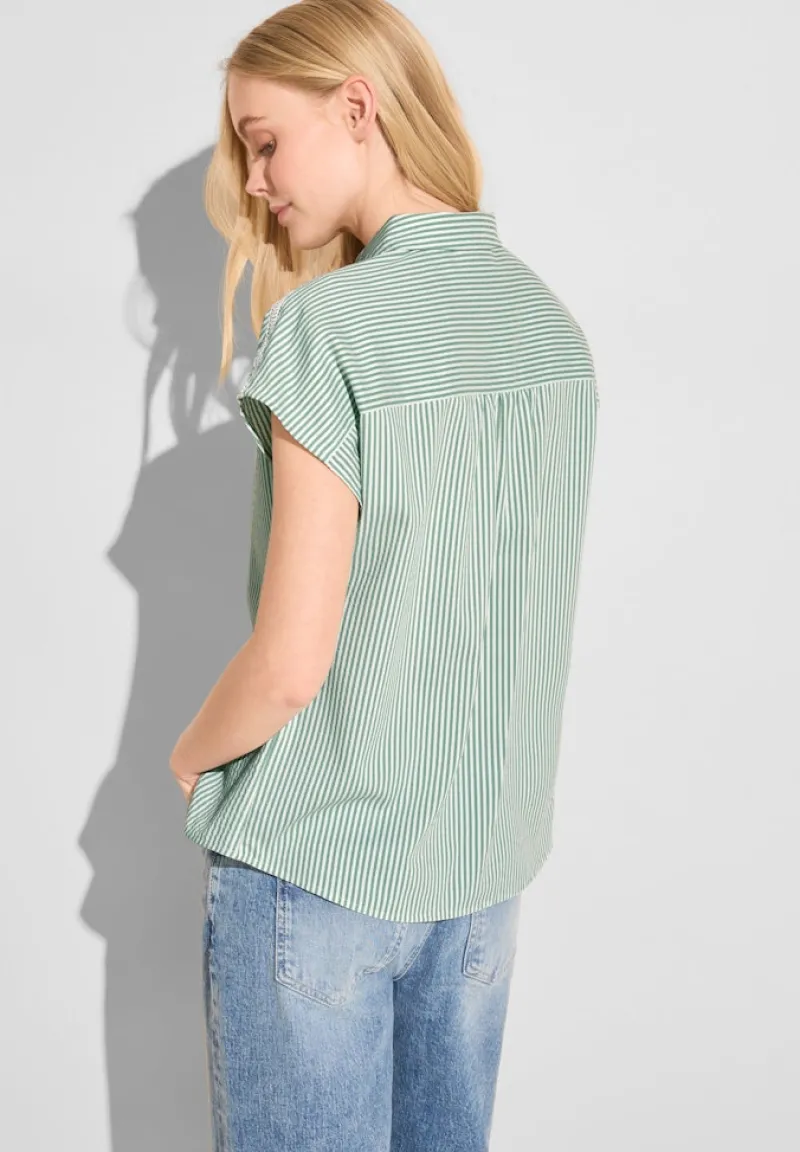 Street One Blusen*Gestreifte Sommer Bluse soft moss green