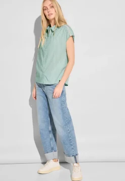 Street One Blusen*Gestreifte Sommer Bluse soft moss green