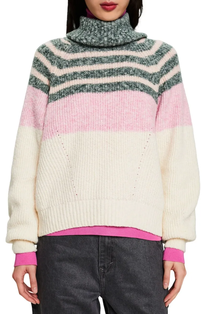 Esprit Pullover & Sweatshirts*Gestreifter Rollkragenpullover in Rippstrick ice