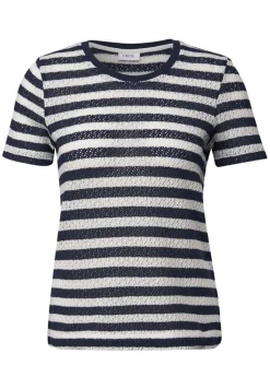Cecil Shirts*Gestreiftes Ajour T-Shirt urban navy blue