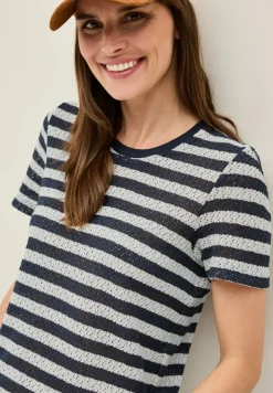 Cecil Shirts*Gestreiftes Ajour T-Shirt urban navy blue