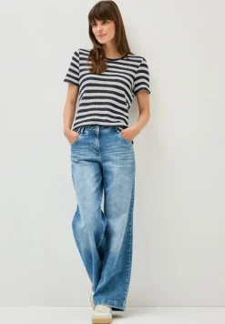 Cecil Shirts*Gestreiftes Ajour T-Shirt urban navy blue