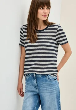 Cecil Shirts*Gestreiftes Ajour T-Shirt urban navy blue