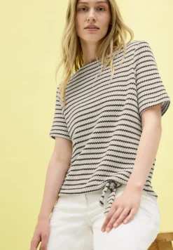 Cecil Shirts*Gestreiftes Ajour T-Shirt light beige