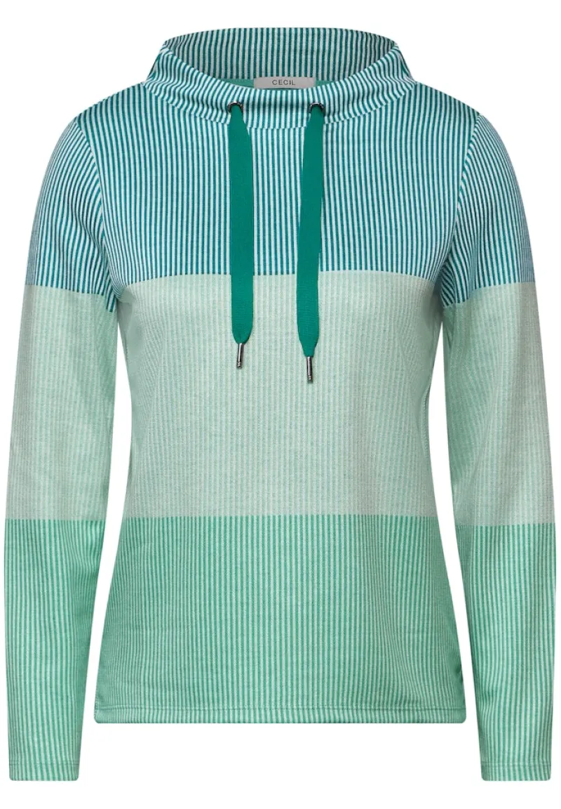 Cecil Pullover & Sweatshirts*Gestreiftes Colorblock Shirt petrol green