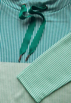 Cecil Pullover & Sweatshirts*Gestreiftes Colorblock Shirt petrol green