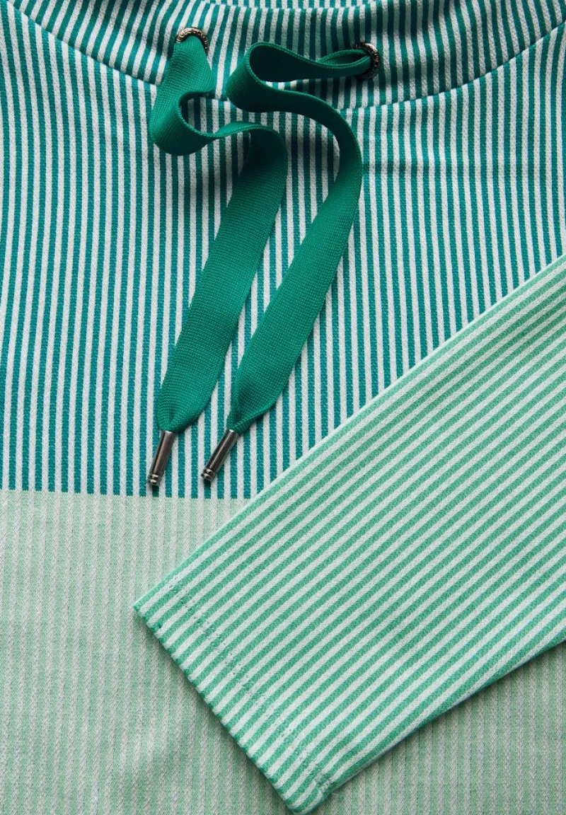 Cecil Pullover & Sweatshirts*Gestreiftes Colorblock Shirt petrol green