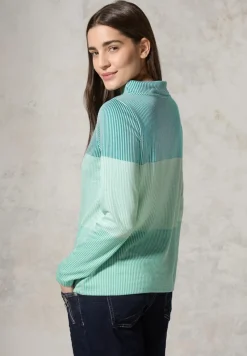 Cecil Pullover & Sweatshirts*Gestreiftes Colorblock Shirt petrol green