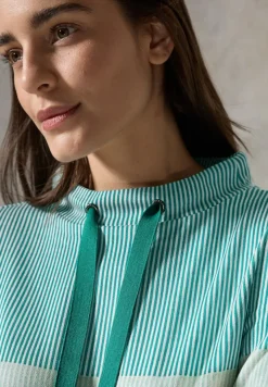 Cecil Pullover & Sweatshirts*Gestreiftes Colorblock Shirt petrol green