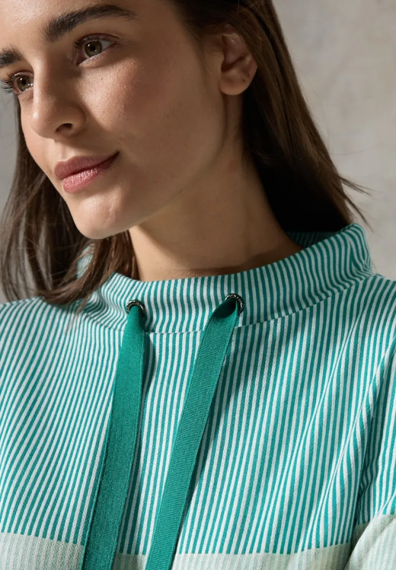 Cecil Pullover & Sweatshirts*Gestreiftes Colorblock Shirt petrol green