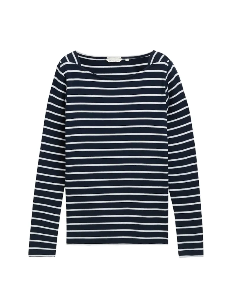Tom Tailor Shirts*Gestreiftes Langarmshirt mit Bio-Baumwolle navy white stripe