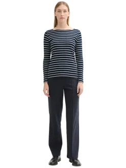 Tom Tailor Shirts*Gestreiftes Langarmshirt mit Bio-Baumwolle navy white stripe