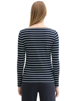 Tom Tailor Shirts*Gestreiftes Langarmshirt mit Bio-Baumwolle navy white stripe