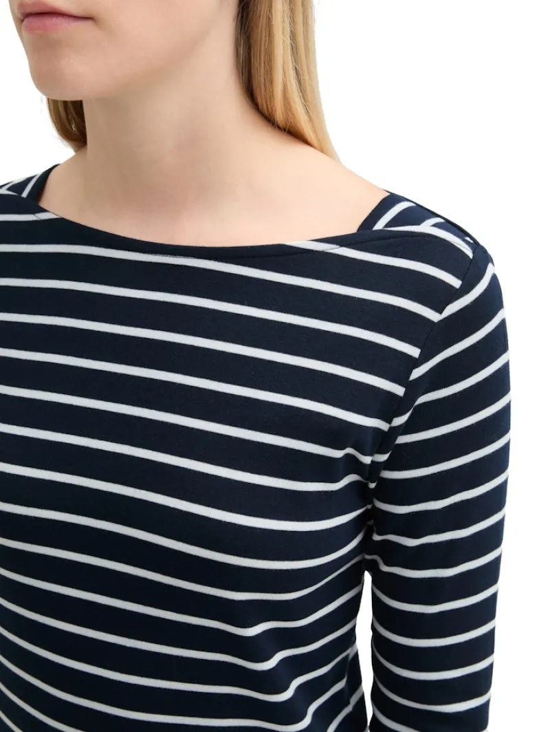Tom Tailor Shirts*Gestreiftes Langarmshirt mit Bio-Baumwolle navy white stripe