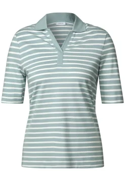 Cecil Shirts*Gestreiftes Piquée Poloshirt cool salvia green