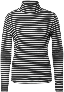 Cecil Shirts*Gestreiftes Rollkragenshirt Black