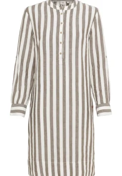 Camel Active Kleider*Gestreiftes Sommerkleid aus Leinenmix military olive white