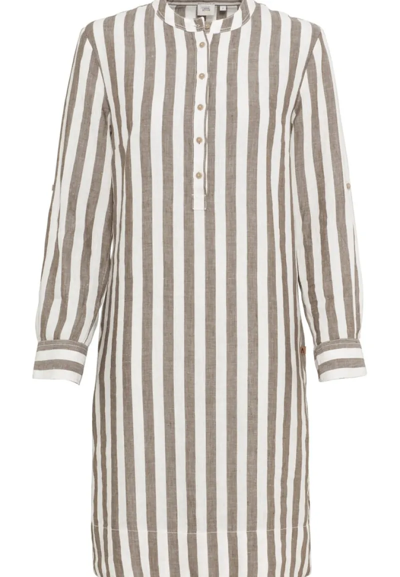 Camel Active Kleider*Gestreiftes Sommerkleid aus Leinenmix military olive white