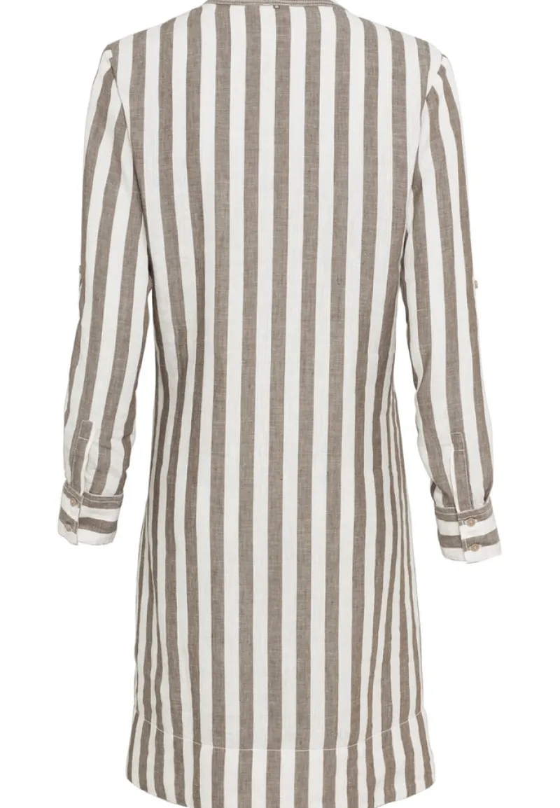 Camel Active Kleider*Gestreiftes Sommerkleid aus Leinenmix military olive white