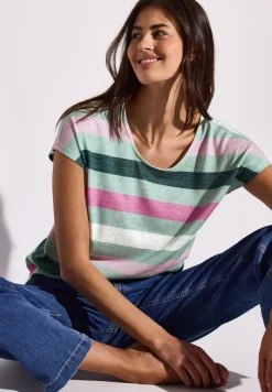 Street One Shirts*Gestreiftes T-Shirt soft jade green