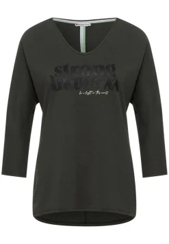 Street One Shirts*Glitter Wording Shirt bassy olive